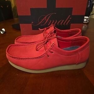 Amalfi Red Loafers Slip-Ons with Suede Finish